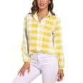 thumbnail image 1 of Yellow And White Check Pattern Long Sleeve Blouse Woman Streetwear Casual Shirts Summer Oversize Woman Streetwear Clothing Birthday Present, 1 of 7
