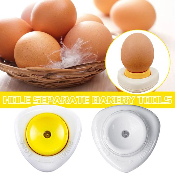 Yellow And White Pinhole Egg Beater Semi-Automatic Safety & Easily Egg Piercer Pierces Eggs