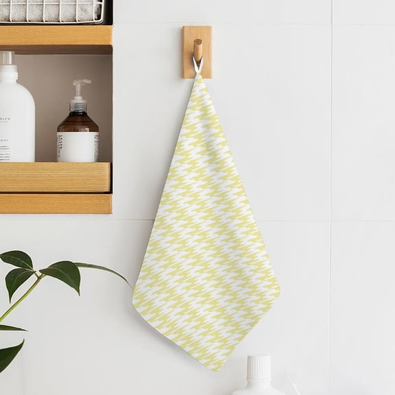 Yellow And White Ripple Towels for Bathroom, Kitchen, Gym, Towels, Soft, Highly Absorbent, Hanging Towel with Hanging Eyelet