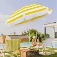 thumbnail image 1 of Yellow And White Striped Hexagon Patio Umbrella, 1 of 7