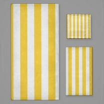Yellow And White Vertical Stripes Bath Towel Sets For Bathroom Hand Towels Fingertip Towels 3 Piece Soft Absorbent For Bathroom Kitchen Hotel Beach