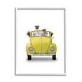 thumbnail image 1 of Yellow Antique Car Love Pugs Animals & Insects Graphic Art White Framed Art Print Wall Art, 1 of 7