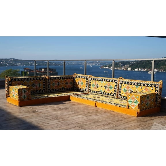 Yellow Arabic Floor Seating, Corner Sofa Couch, Sofa Bed, Turkish Sofa, Modular Sofa, Foam Couch, Folding Sofa Bed, Floor Couches