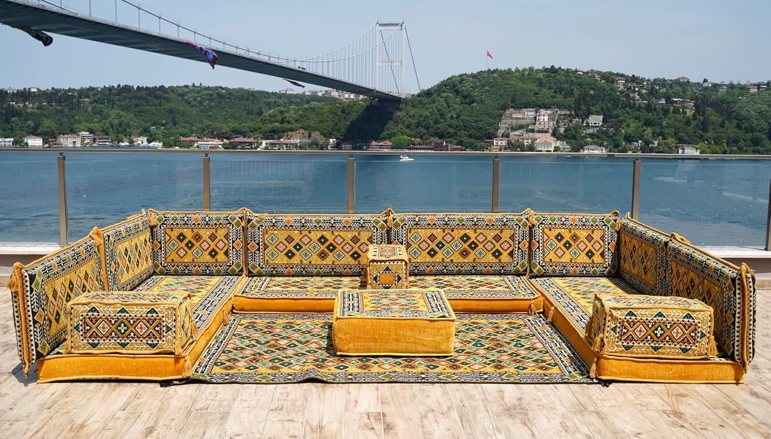 Yellow Arabic Floor Sofa, Diwan Sofa, Turkish Sofa Seating , Arabic ...