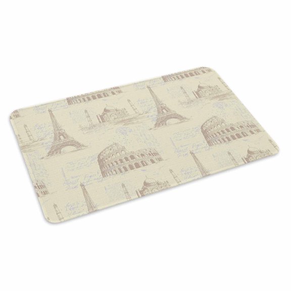 Yellow Architecture Doormat Retro Classic Light Yellow City Non Slip Low Profile Rubber Door Mat Washable Absorbent Indoor Front Door Mat Entryway Rug Entrance Carpet 18x30 Inch