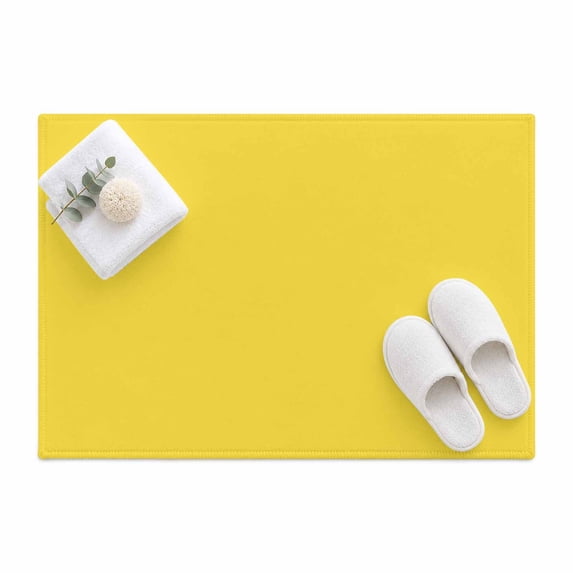 Yellow Area Rug 2'x3', Solid Color Mat Non-Slip Silicone Backing ...