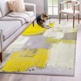 thumbnail image 1 of Yellow Area Rug 4x6 FT, Non Slip Kids Room Carpet, Modern Geometric Grey Oil Painting Abstract Washable Soft Floor Carpet Non-Shedding Throw Rug for Dorm Kitchen Study Room Home Office Bedside, 1 of 9