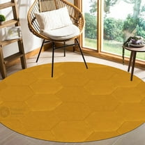 Yellow Area Rug 5X5, Geometric Carpet, Hand Tufted Rugs, Hallway, Bedroom, Round Carpet