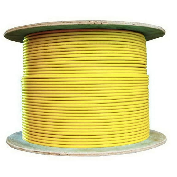 Yellow Armored 6 Strand Indoor OS2 9/125 Singlemode Fiber Optic Cable, Corning SMF-28 Ultra, Riser Rated, Spool, 500 ft