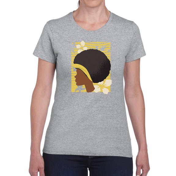 Yellow Art Afro Woman Shaped T-Shirt Women -Smartprints Designs, Female Medium