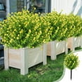 thumbnail image 1 of Yellow Artificial Eucalyptus Stems Fake Flowers Outdoor Decor Realistic Silk Plants for Porch Garden 20 Inch, 1 of 6