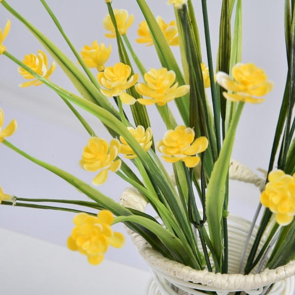 Yellow Artificial Flower Bouquet, 13.77 Inch Long Stem Faux Floral Arrangement for Home Wedding Party Centerpiece Decor