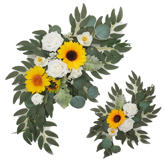 Yellow Artificial Wedding Arch Flowers Swag Set of 5 for DIY Wedding Welcome Ceremony Sign Backdrop Sweetheart Table Chair Home Decoration - Style:Style 4