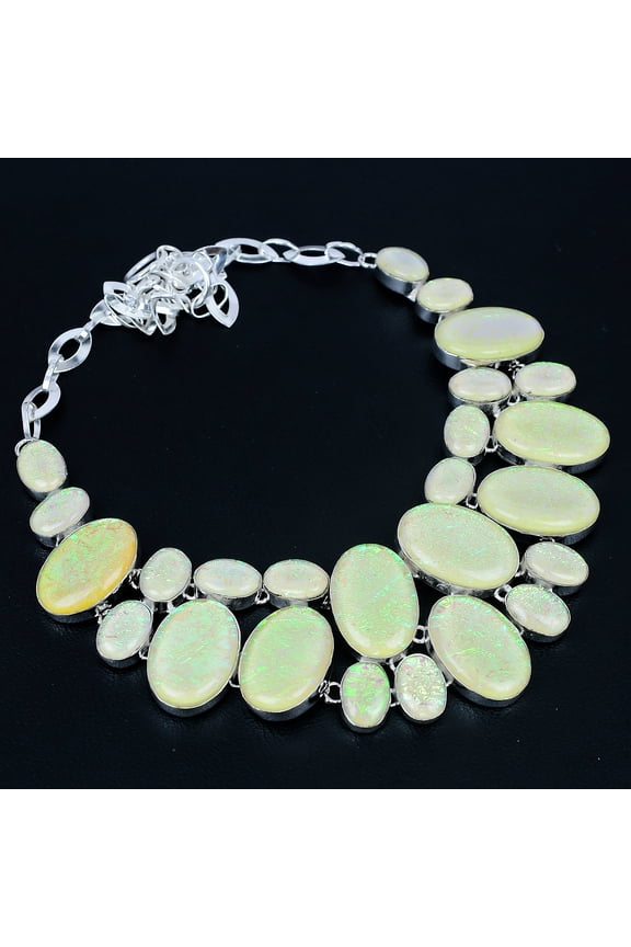 Yellow Australian Triplet Opal 925 Sterling Silver Jewelry Necklace 18" VJ 3285