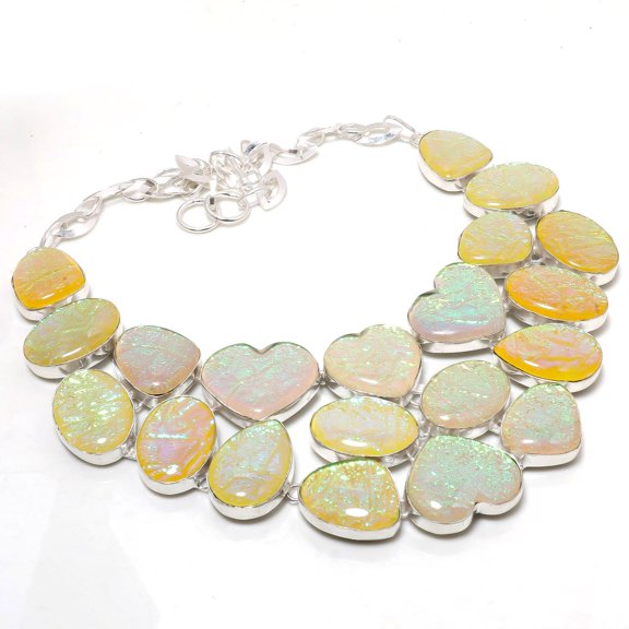Yellow Australian Triplet Opal Gemstone Handmade Necklace Jewelry 18" SA 4347