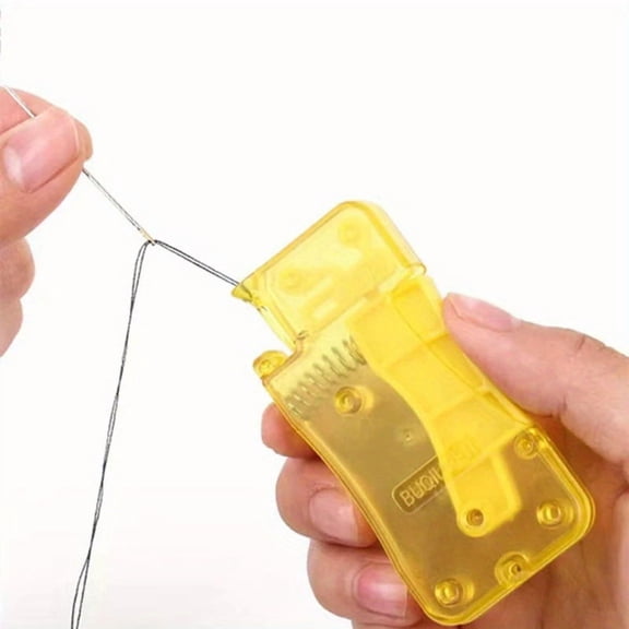 Yellow Automatic Needle Threader, Simple Threader for Needles Compatible with Hand Sewing & Sewing Machine Needles for DIY Repairs