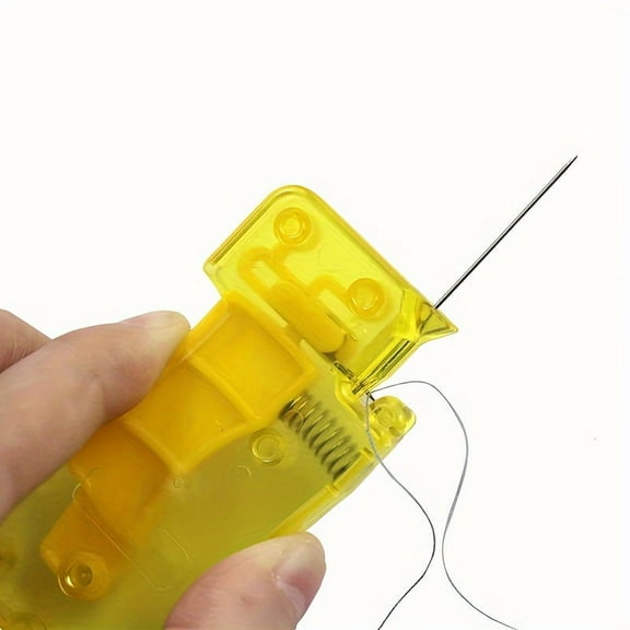 Yellow Automatic Needle Threader – Simple Sewing Aid for Hand & Machine Needles, Quick Tool for DIY Projects & Crafts