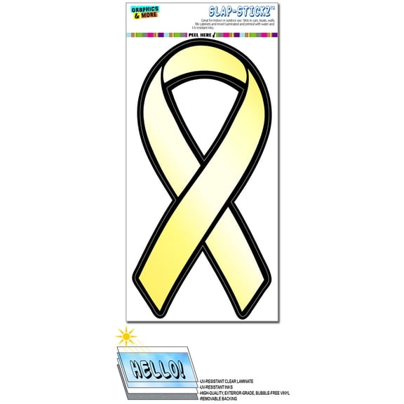 Yellow Awareness Support Ribbon - Troops Armed Forces Bone Cancer Suicide Prevention SLAP-STICKZ(TM) Premium Sticker