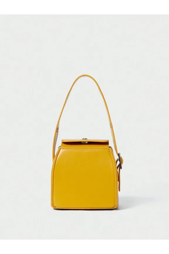 Yellow Bag With Snap Button And Top Handle