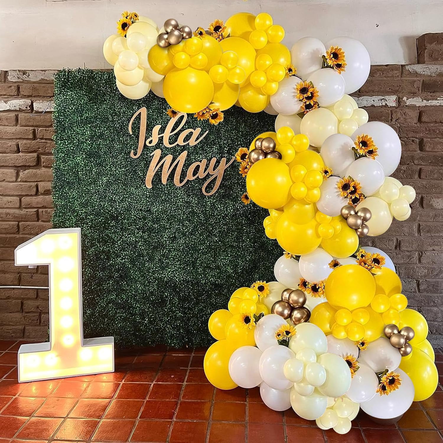 Yellow Balloon Garland Arch Ci30 Kit, Lemon Daisy Honey Bee Theme 