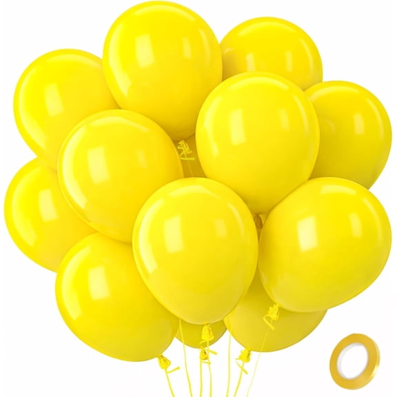 Yellow Balloons 100 Pack 12 inch Round Yellow Latex Party Balloons for Birthday Graduation Baby Shower Wedding Sunflower Bee Hawaiian Beach Lemon Theme Party Decorations Arch Garland