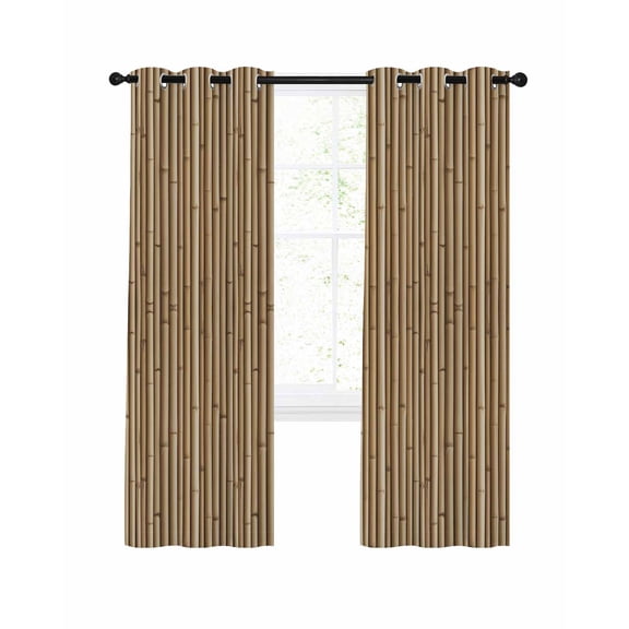 Yellow Bamboos Blackout Curtains for Bedroom Living Room Natural Vintage Bamboos Tree Plant Image Thermal Insulated Curtains 2 Panels Grommet Top Room Darkening Window Drapes 52x72 inch