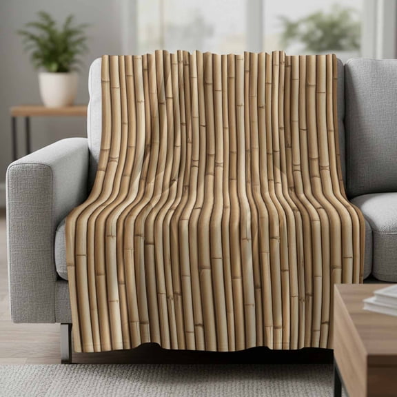Yellow Bamboos Fleece Throw Blanket Natural Vintage Bamboos Tree Plant Image Ultra Soft Fuzzy Cozy Flannel Throw Blanket for Couch Sofa Bed Car Travel, Ideal Gifts 30x40 Inches