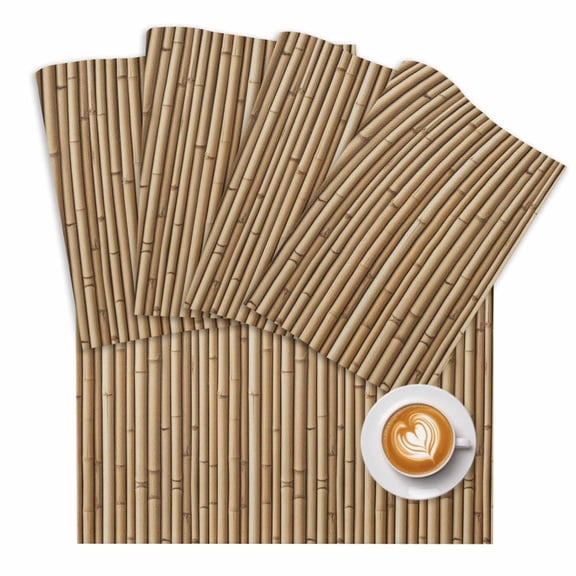 Yellow Bamboos Placemats Set of 2 Natural Vintage Bamboos Tree Plant Image Place Mats Washable Table Mats for Party Kitchen Dining Decoration, 13 X 19 Inch