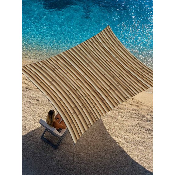 Yellow Bamboos Sun Shade Sail 12' x 16', Natural Vintage Bamboos Tree Plant Image Rectangle Outdoor Sunshade Canopy, Waterproof UV Block Patio Covers for Garden Yard Beach