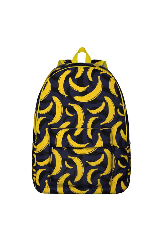Yellow Banana Design Backpack - Waterproof Lightweight Daypack for School/Travel/Work, Durable Spacious Bookbag with Double Zipper Sliders & Ergonomic Straps (Tropical Aesthetic Style)
