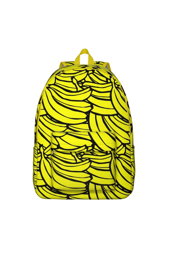 Yellow Banana Design Backpack - Waterproof Lightweight Daypack for School/Travel/Work, Durable Spacious Bookbag with Double Zipper Sliders & Ergonomic Straps (Tropical Aesthetic Style)
