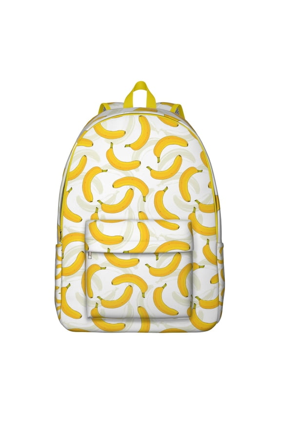 Yellow Banana Design Backpack - Waterproof Lightweight Daypack for School/Travel/Work, Durable Spacious Bookbag with Double Zipper Sliders & Ergonomic Straps (Tropical Aesthetic Style)