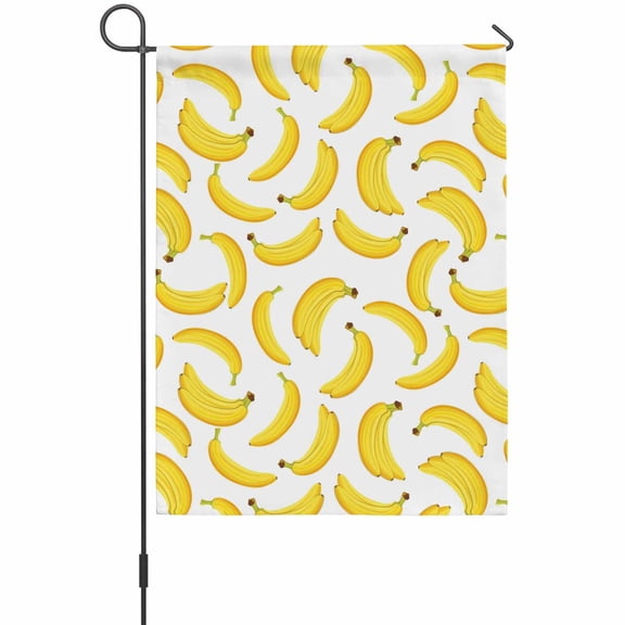 Yellow Banana Garden Flags For Outdoor, Sweet Food Fruit Bananas Watercolor Small Double Side Yard Flags Weather Proof Garden Decor for Lawn Outside Holiday 12 x 18 Inches