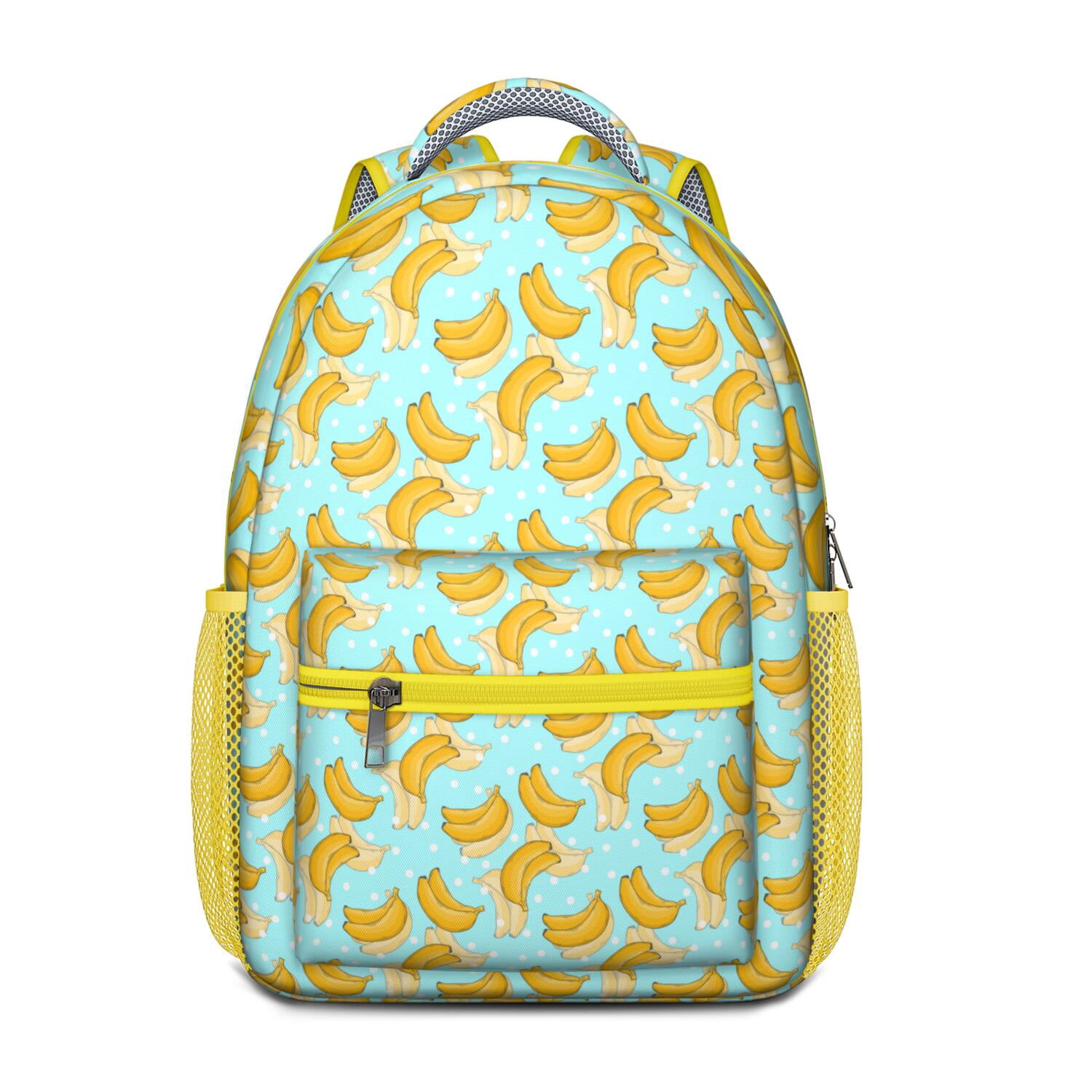 Yellow Banana School Backpack Tropical Fruit Pattern Print Design ...