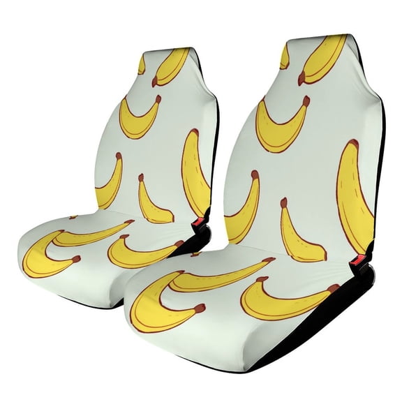 Yellow Banana Pattern Car Seat Cover 2 Piece Set Saddle Blanket Carseat Universal Fit for Vehicle Sedan SUV