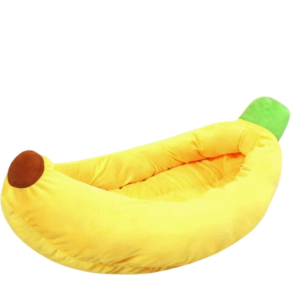 Yellow Banana Shaped Non-Slip Pet Bed - Four-Season All-Weather Use, Anti-Slip Bottom, Long-Lasting Surface, Size L 31.2X16 Inches - For Dogs Cats Indoor Outdoor Comfortable