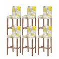 thumbnail image 1 of Yellow Bar Stool Covers Set of 6, Modern Geometric Grey Oil Painting Abstract Stretch Washable Bar Chair Covers with Backs, Removable Pub Counter Height Chair Cover for Kitchen Dining Room Cafe, 1 of 7