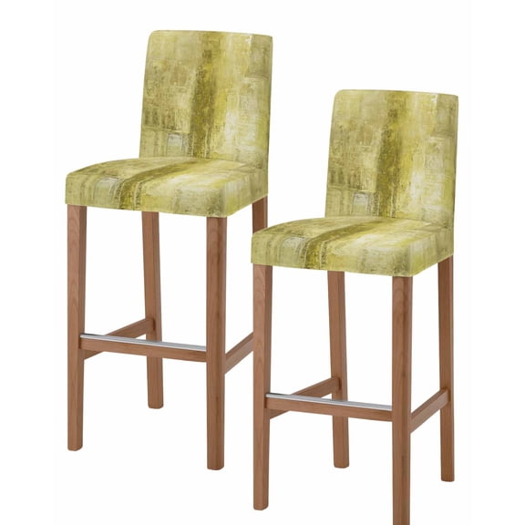 Yellow Bar Stool Covers - Stretch Dining Chair Covers Set of 2, Retro Oil Painting Modern Abstract Art Aesthetics Bar Chair Cover Removable Counter Stool Pub Chairs Slipcovers Protectors for Cafe