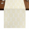 thumbnail image 1 of Yellow Baroque 120 Inch Table Runner, Abstract Art Floral Pattern Farmhouse Dresser Scarf Cotton & Linen Tablerunner for Dining/Kitchen Island/Holiday Party Décor 13" x 120", 1 of 9