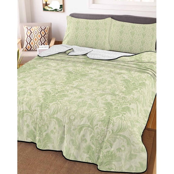 Yellow Baroque Twin Size Down Alternative Comforter, Lightweight Comforter Quilt Bedding Set with Pillow Shams Rustic Luxury Damask Scroll Floral All Seasons Bed Comforter Duvet Insert 68"x86"