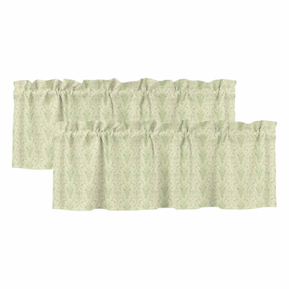 Yellow Baroque Valances for Windows, Decorative Rod Pocket Window Valance Curtains, Rustic Luxury Damask Scroll Floral Short Curtain Drapes for Kitchen/Bathroom/Living Room, 2 Panels, 42" W x 12" L