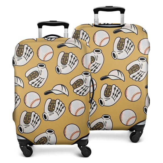 Yellow Baseball Items Pattern Luggage Cover Fashion Suitcase Cover Baggage Covers Fit 25-28 Inch Luggage (Go Travel)
