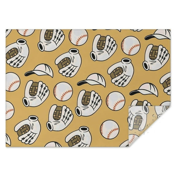 Yellow Baseball Items Pattern Rectangle Tablecloth 60"x84",Waterproof Polyester Rectangle Table Cloth, Wipeable Spillproof Polyester Tablecloth for Dining, Camping, Indoor and Outdoor