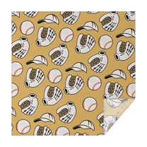 Yellow Baseball Items Pattern Square Tablecloth,Waterproof Square Table Cover,Wipeable Spillproof Washable Table Cover for Home Kitchen Party Decor 42"X42"(107x107cm)