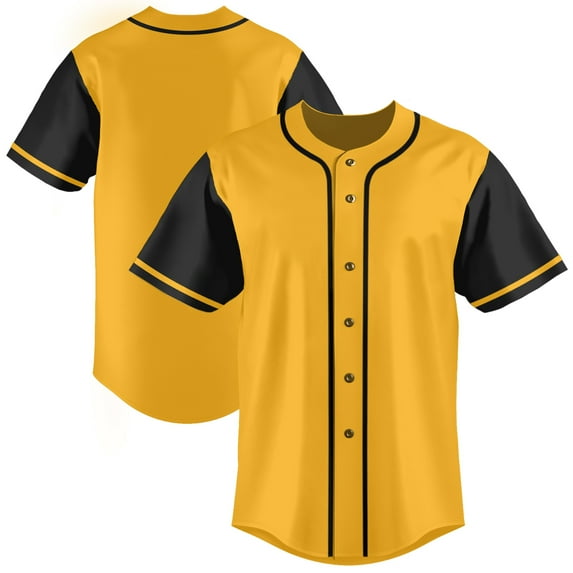 Yellow Baseball Shirts Sports Uniform for Men Hip Hop Softball Sports Active Tee