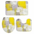 thumbnail image 1 of Yellow Bath Mat 3 Piece Bathroom Rug Set, Modern Geometric Grey Oil Painting Abstract Non Slip Bath Rug Contour Mat and Toilet Lid Cover, Absorbent Shower Mats Soft Bath Rugs and Mats Sets, 1 of 8