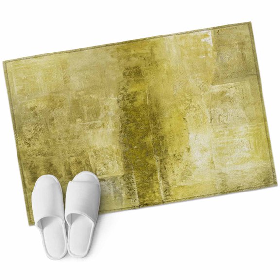 Yellow Bathroom Mat 2x3 FT, Non Slip Small Kitchen Mat, Retro Oil Painting Modern Abstract Art Aesthetics Washable Soft Backed Front Door Throw Rug Indoor Outdoor Doormat for Entryway Sink