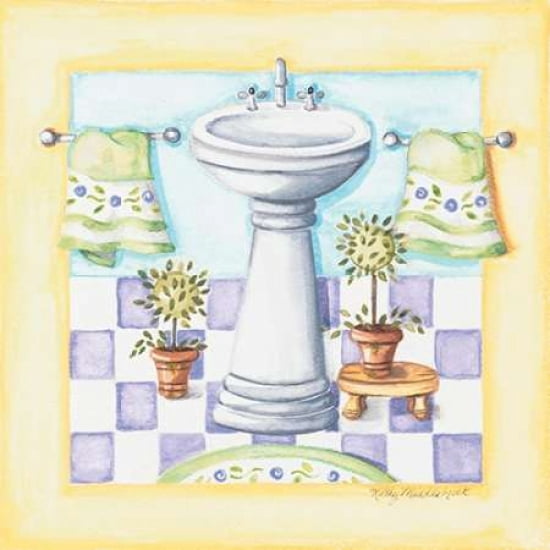 Yellow Bathroom Sink Canvas Art - Kathy Middlebrook (24 x 24)