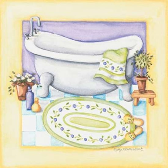 Yellow Bathroom Tub Canvas Art - Kathy Middlebrook (24 x 24)