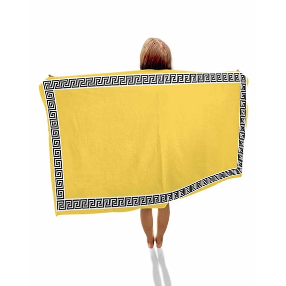 Yellow Beach Towels Oversized Super Absorbent, Black White Modern Geometric Abstract Art Lightweight Bath Towel Quick Dry Sets For Bathroom/Pool/Rv Camping/Beach Play/Gym Room/Picnic 23"x47"
